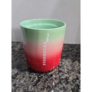 Starbucks 2020 Pearl Ombre Red Pink Green Holiday Tumbler Mug No Handle/Lid 8 oz